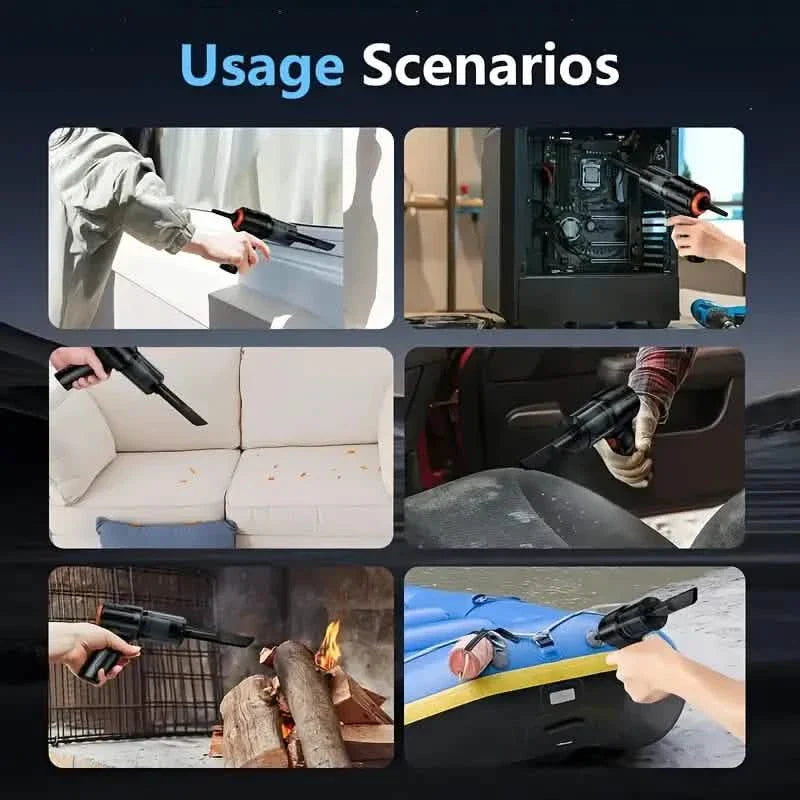 3-in-1 Portable Handheld Vacuum – Rechargeable, Suction & Blower, Mini for Car & Home